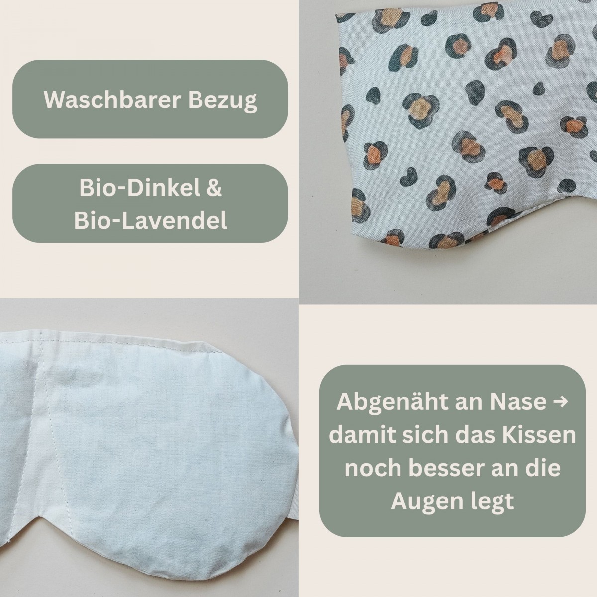 4. Augenkissen Yoga Bio Lavendel Dinkel „Leo hell“ – für Meditation, Entspannung & Stressabbau, waschbarer Baumwollbezug - Tochter von Walter