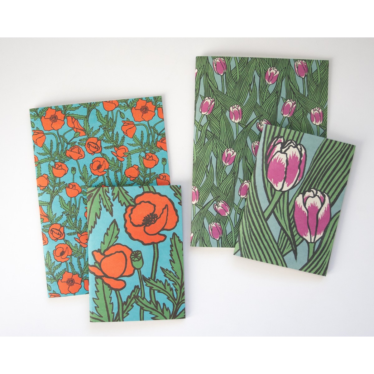 4er Set Notizhefte mit Blumen // Papaya paper products