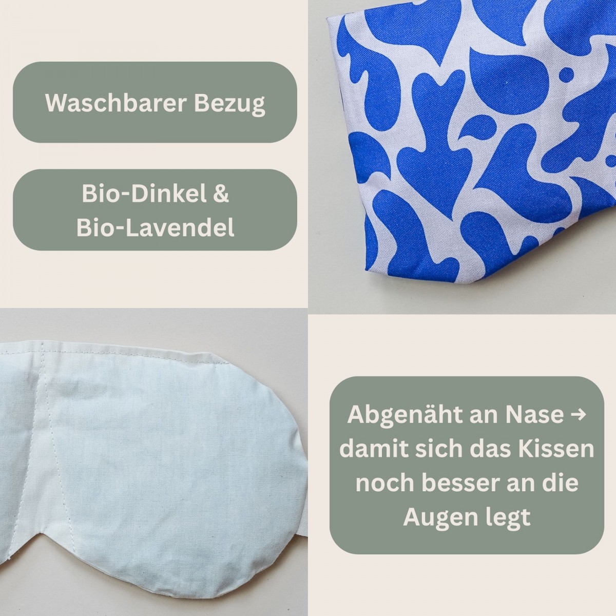 4. Augenkissen Yoga Bio Lavendel Dinkel „Pink Blau“ – für Meditation, Entspannung & Stressabbau, waschbarer Baumwollbezug - Tochter von Walter