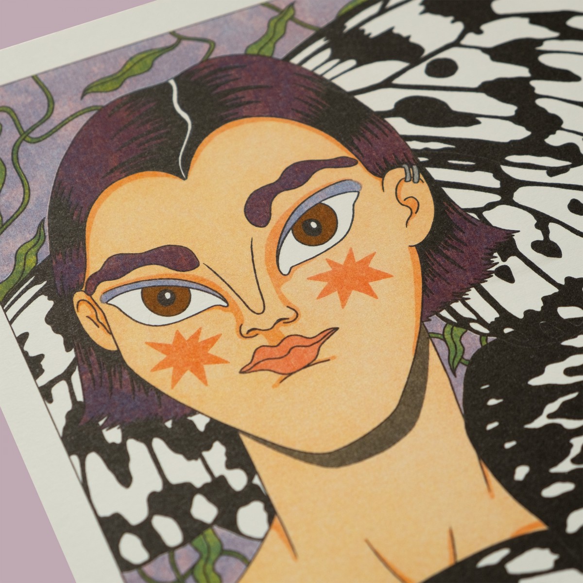 The Naughty District - handgefertigter Risographie Print »paper kite butterfly«