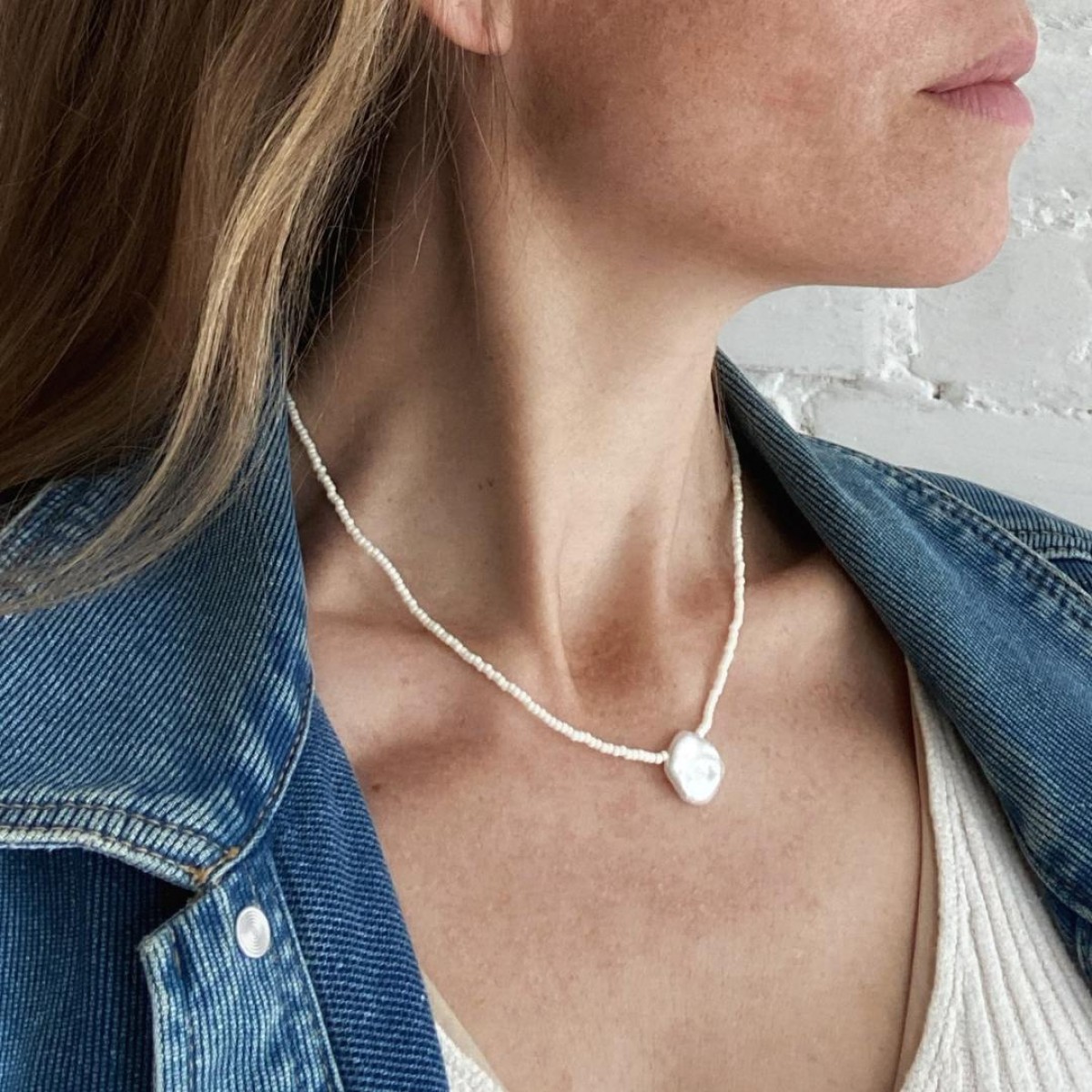 IDA PING JEWELRY // SWEET PEARL Halskette aus Miyuki Glasperlen und Süsswasserperle