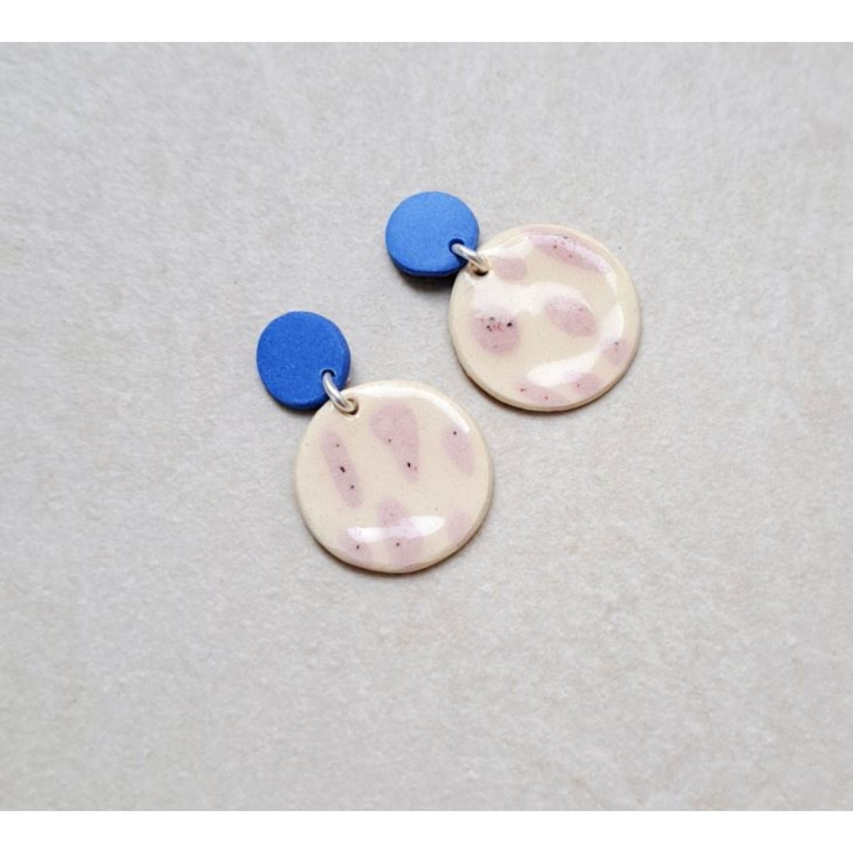 Skelini - Kobaltblau und pink Porzellanohrringe