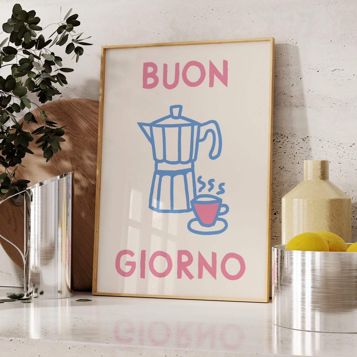 vonSUSI Fine Art Poster "Buon Giorno - Espresso" in pastell A4-A1