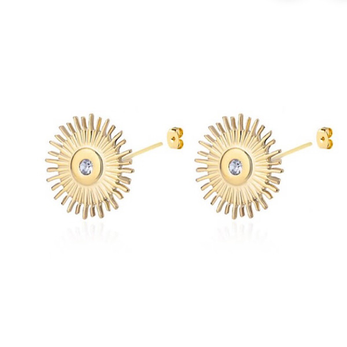 Anoa Ohrstecker Sonne Gold Zirkonia 