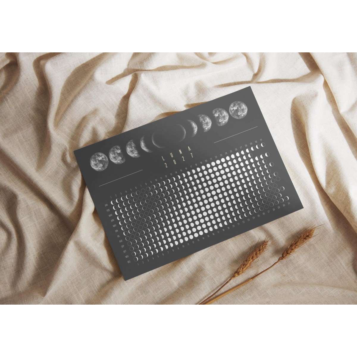 Mondkalender 2027 Poster Schwarz // ShellyCreates