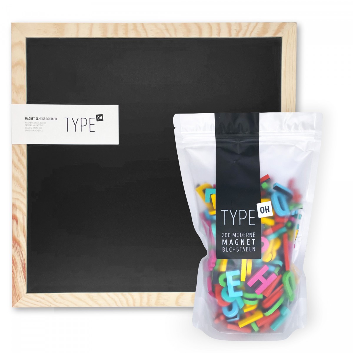 TYPE OH Set: Magnetische Kreidetafel & Moderne Magnetbuchstaben