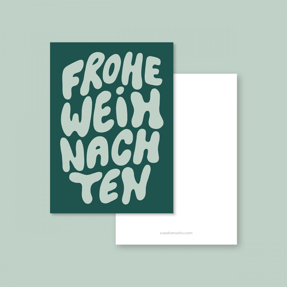 Frohe Weihnachten Grün / Postkarte A6 / Svea Hansohn Illustration