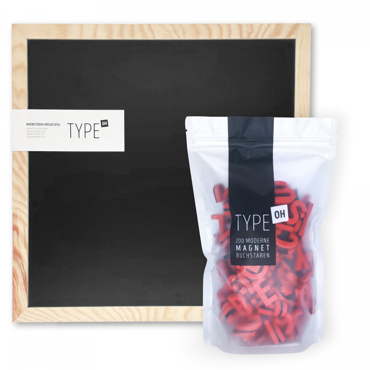 TYPE OH Set: Magnetische Kreidetafel & Moderne Magnetbuchstaben