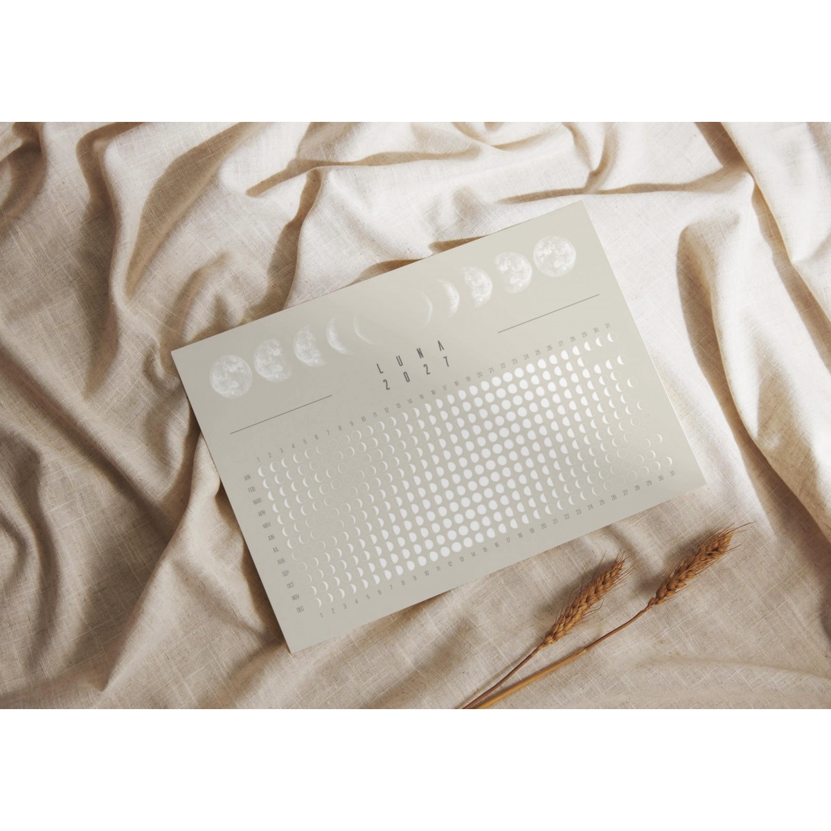 Mondkalender 2027 Poster Beige // ShellyCreates
