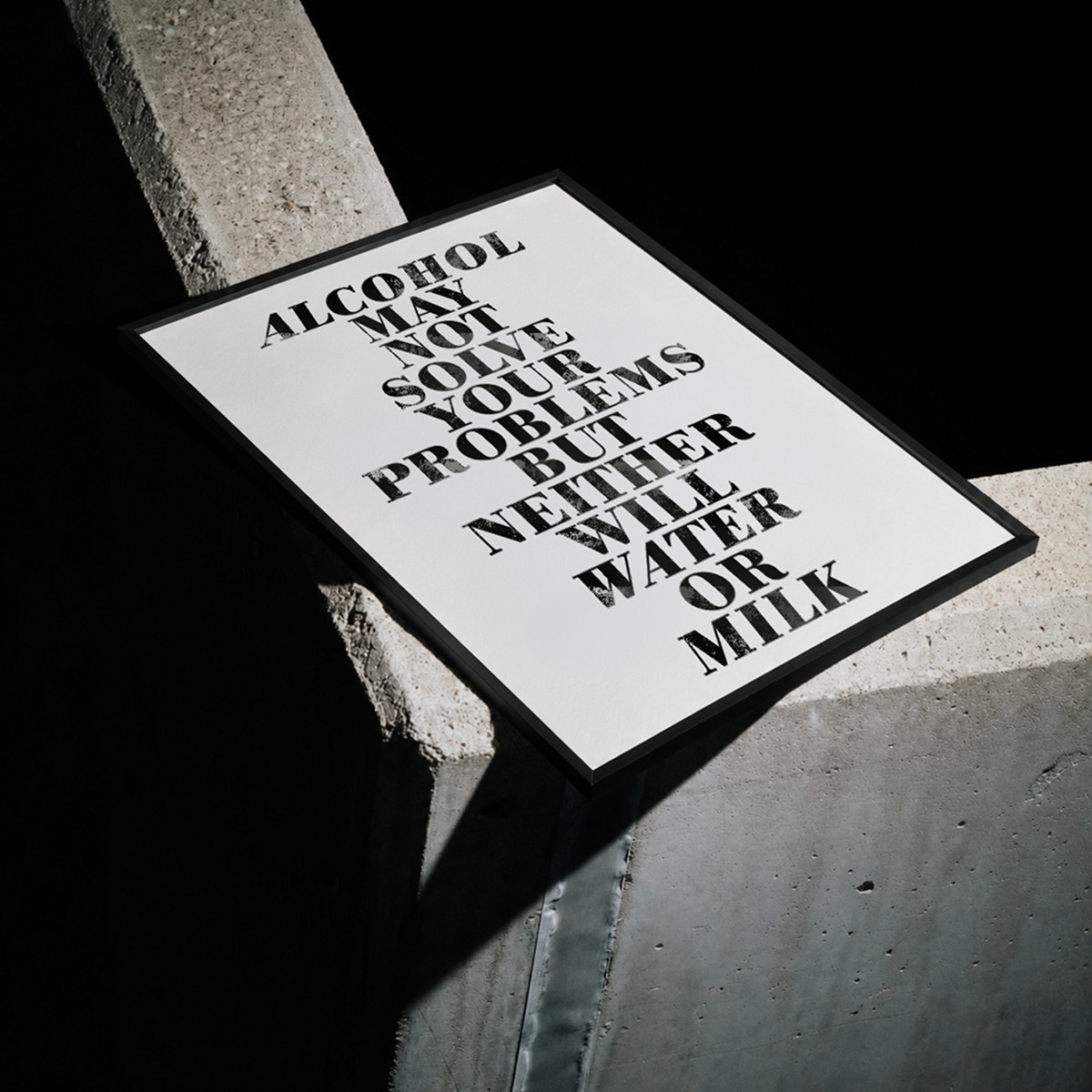 Handgefertigter Linoldruck: »Alcohol may not solve your problems …«, Limited Edition