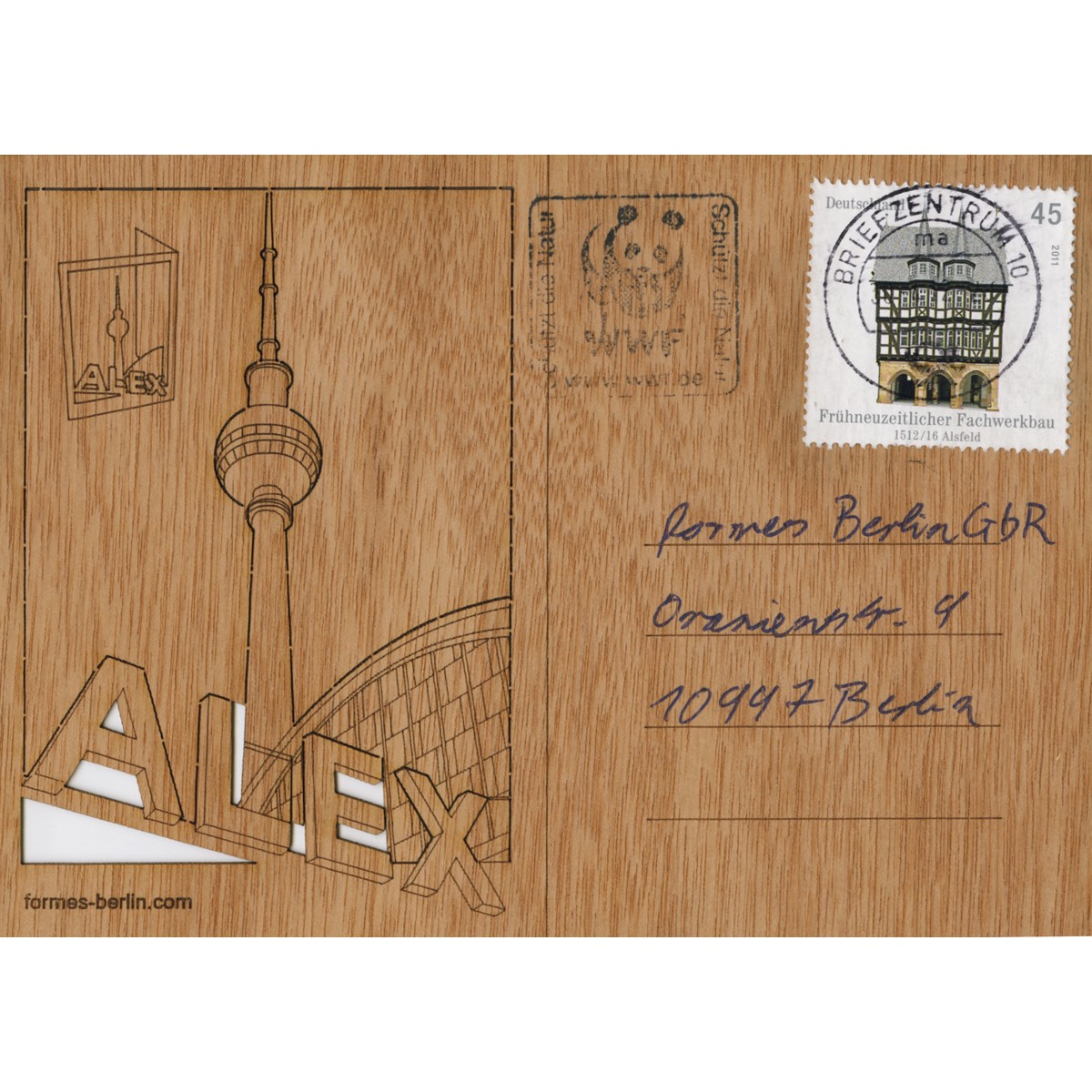 Postkarten aus Holz - 6 Alexanderplatz Karten