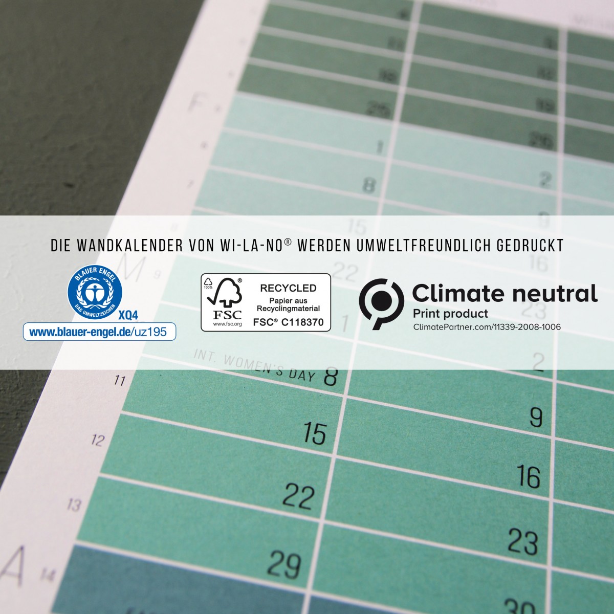 Wandkalender 2023 „Pastell“ | Das Original von Wi-La-No | 100 % Recyclingpapier | Limited Edition
