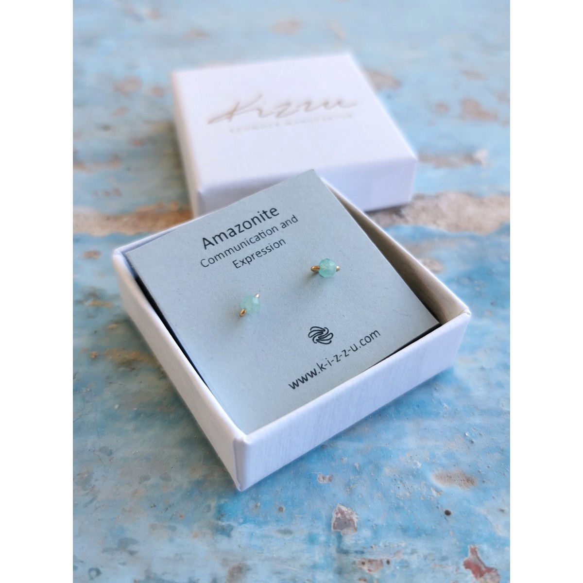 Zarte Amazonit-Ohrstecker • Sterling Silber / Gold Filled / Roségold • Minimalistisches Design, nachhaltig handgefertigt • Weihnachtsgeschenk mit Bedeutung