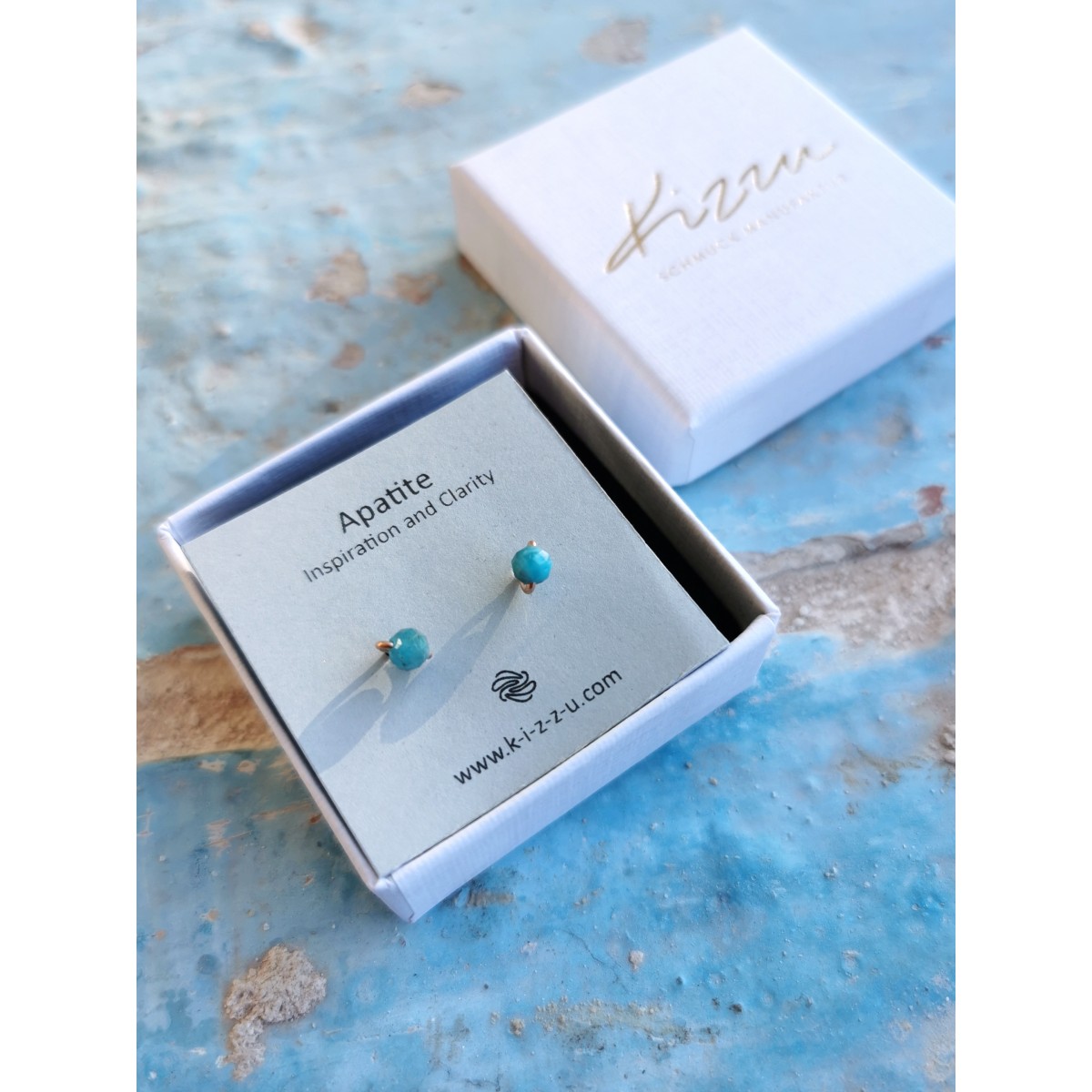 Zarte Apatit-Ohrstecker • Sterling Silber / Gold Filled / Roségold • Minimalistisches Handmade-Design • Inspiration & Klarheit • Weihnachtsgeschenk