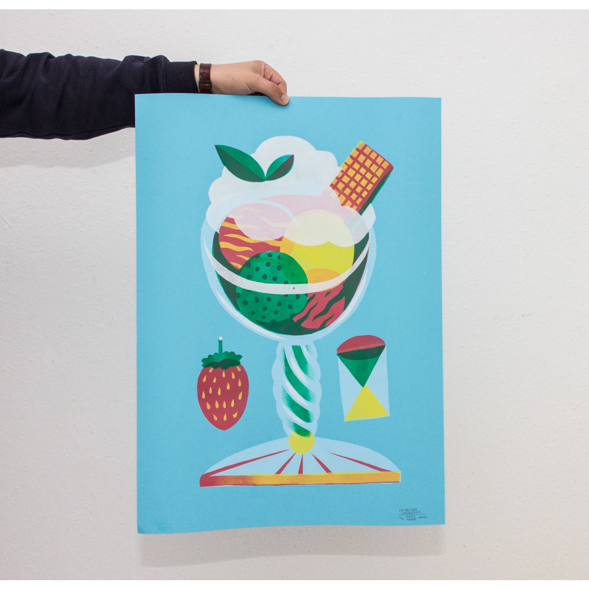 Martin Krusche – Stencil Artprint »Eisbecher Erdbeere« 50x70cm