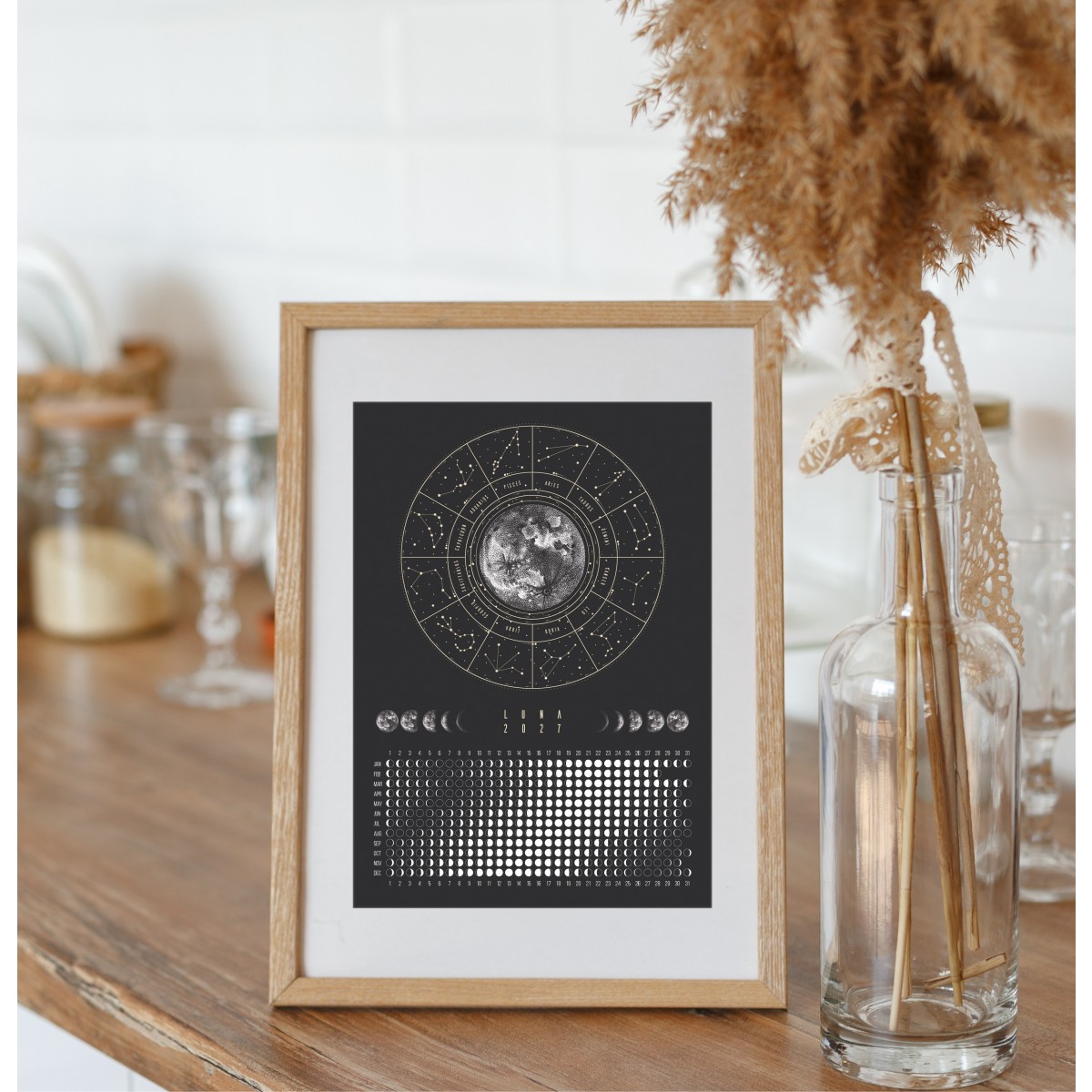 Postkarten Set Mondkalender 2027 Schwarz // ShellyCreates