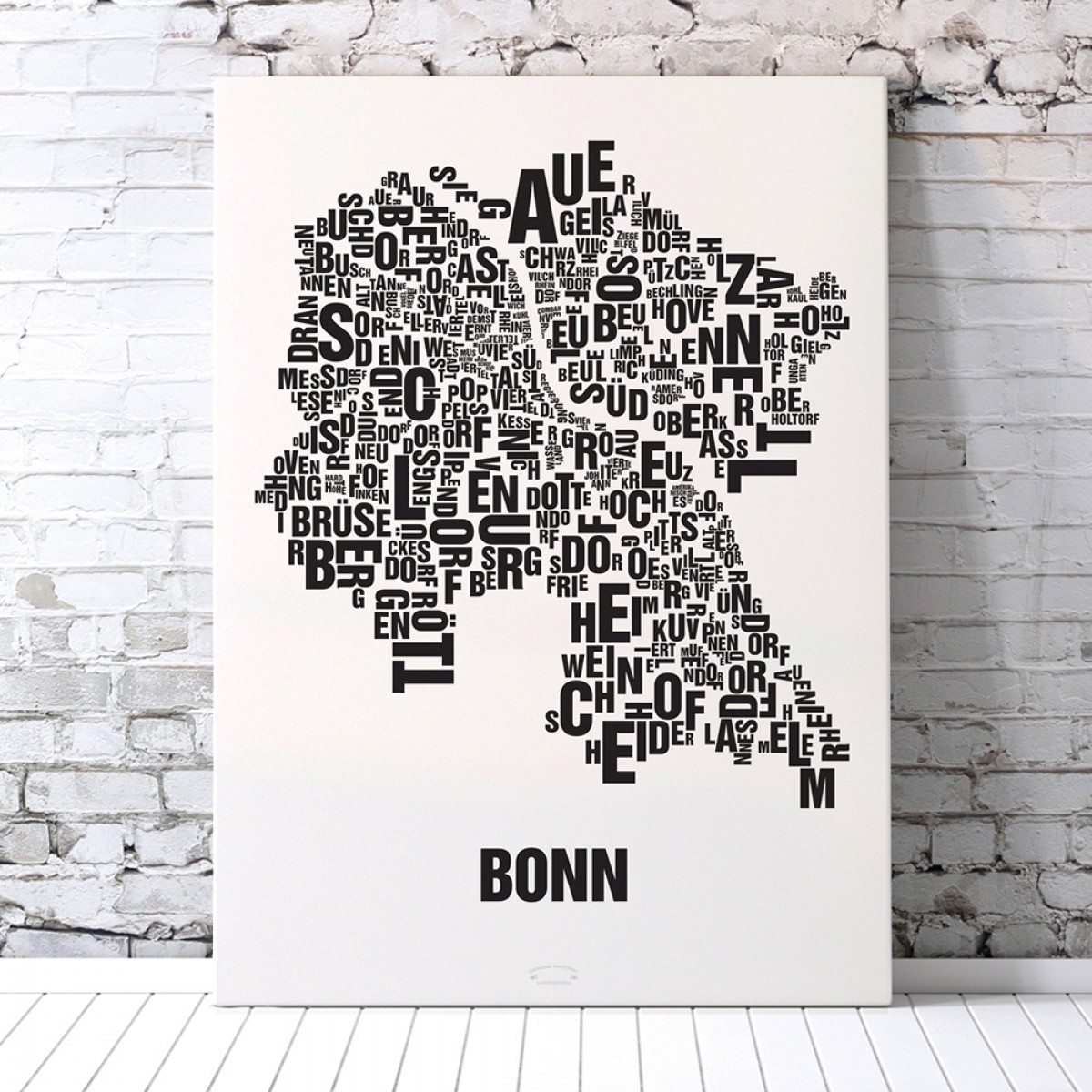 Buchstabenort Bonn Poster Typografie Siebdruck