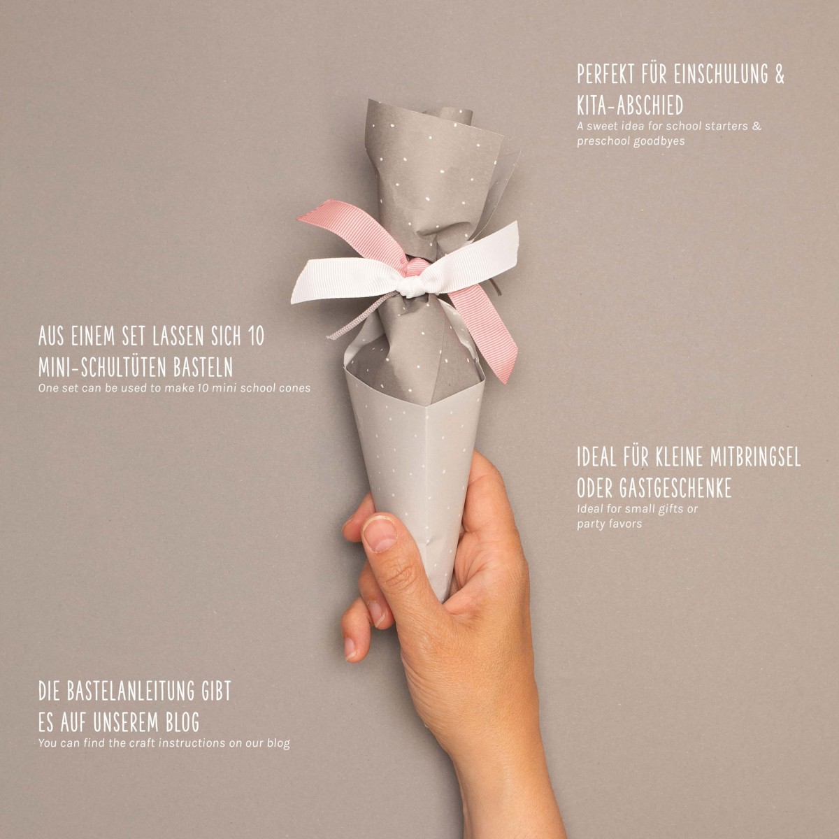 Mini Schultüte Bastelset zur Einschulung in Grau - My Pretty Circus