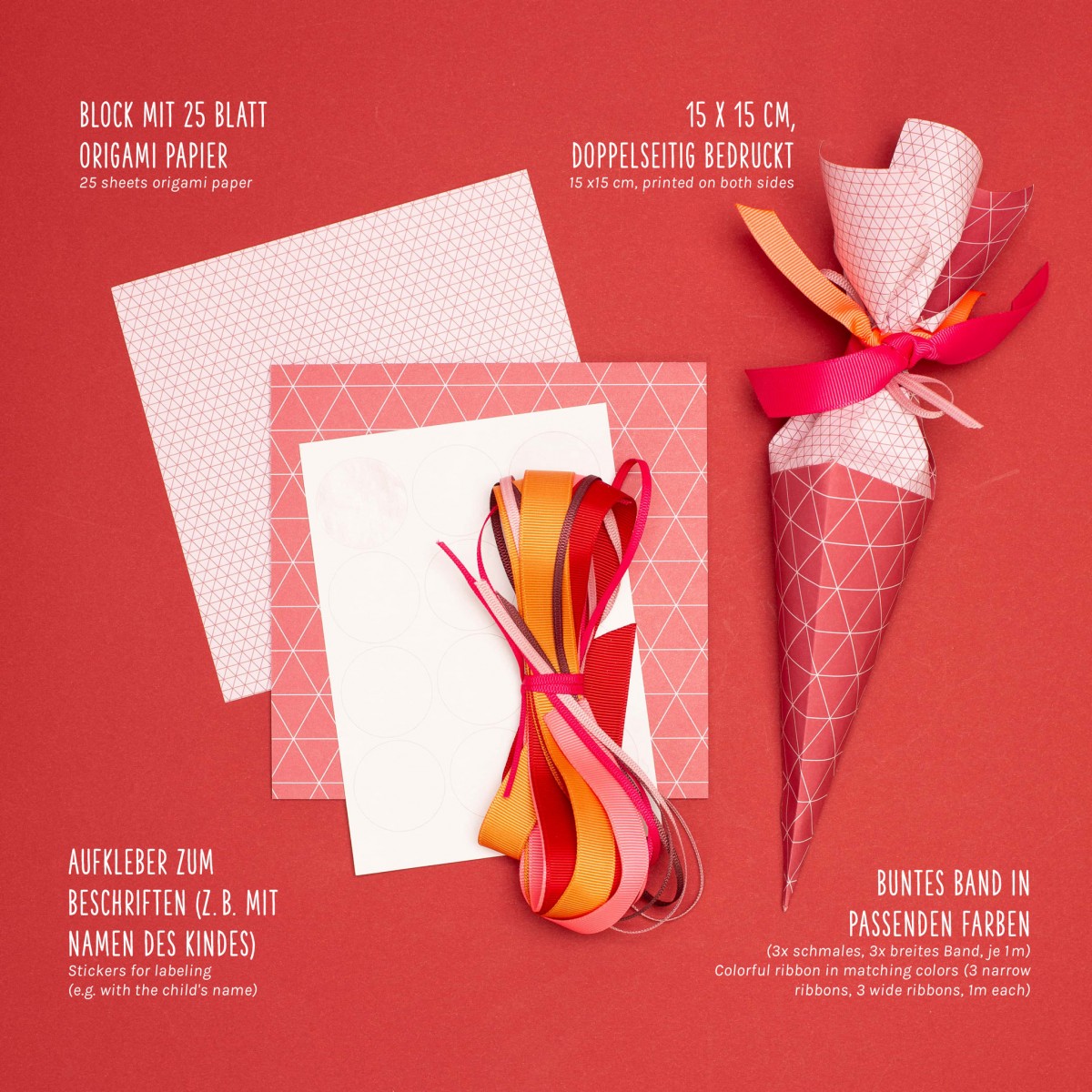 Mini Schultüte Bastelset zur Einschulung in Rot - My Pretty Circus