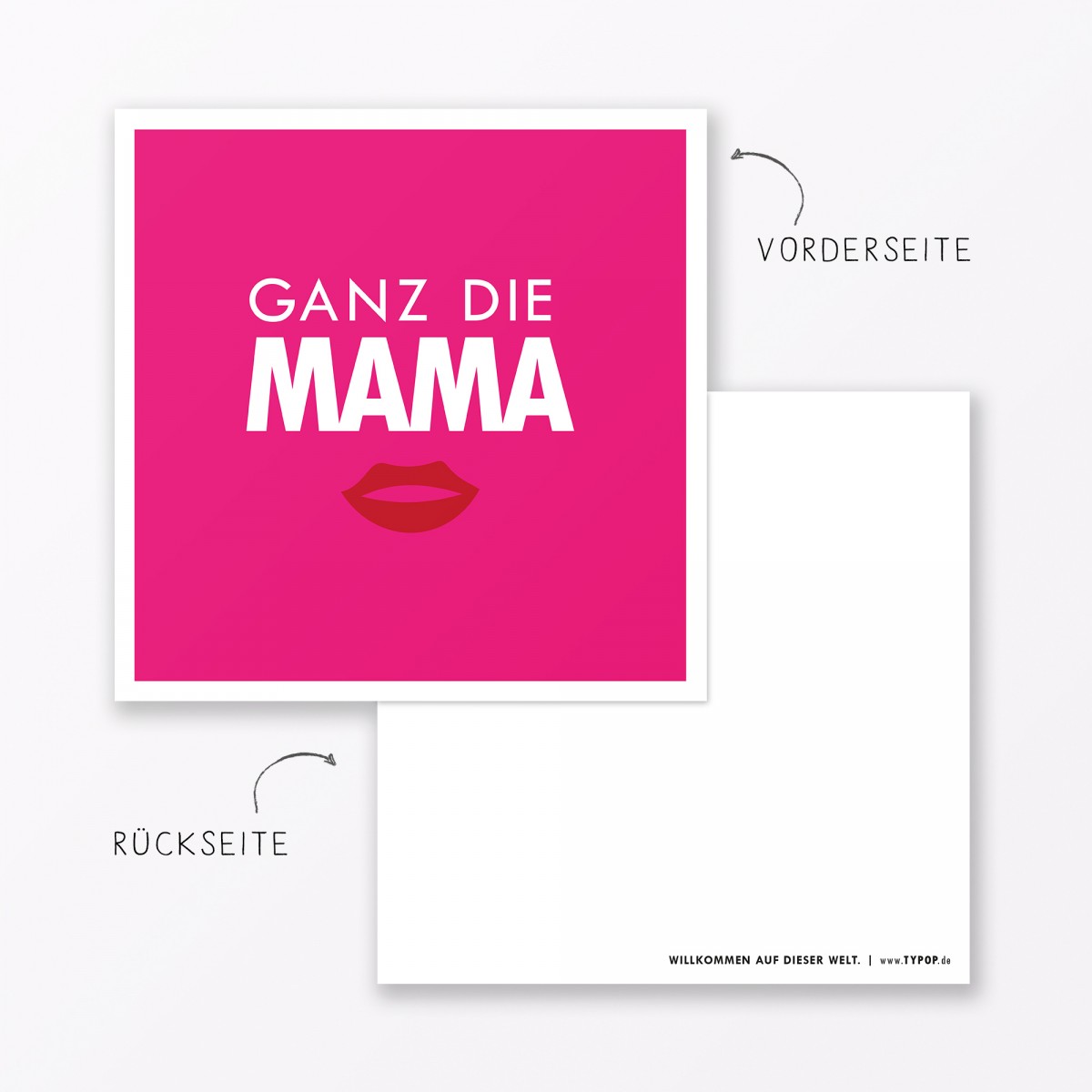 TYPOP 2-teiliges Set Babykarte "Ganz der Papa / Ganz die Mama" quadratisch inkl. Umschläge