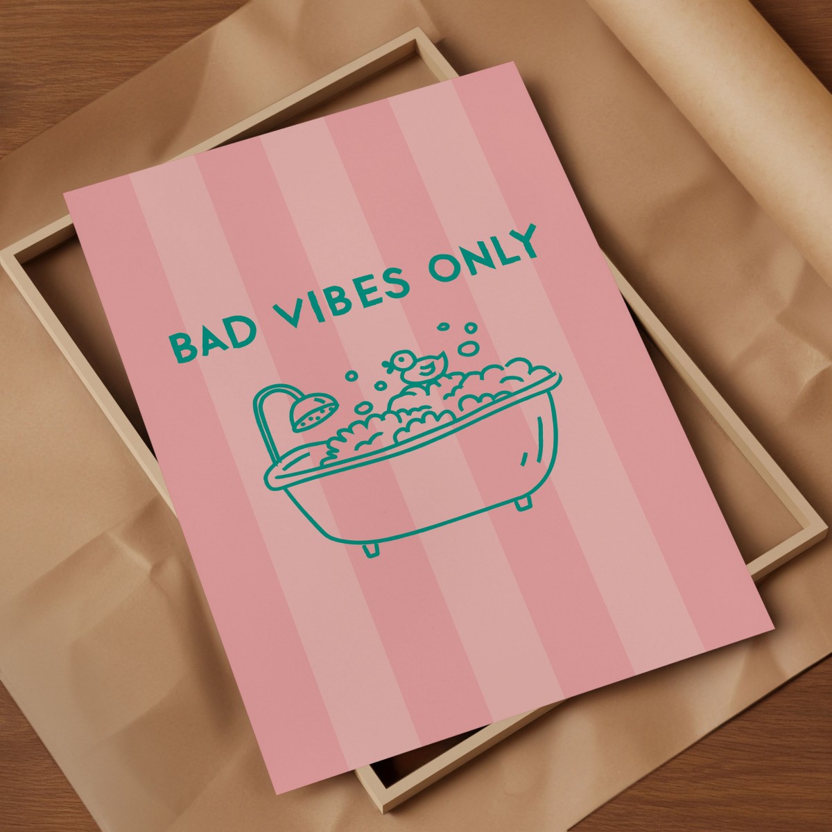 vonSUSI Fine Art Poster fürs Bad "Bad Vibes Only" in pink A4-A1