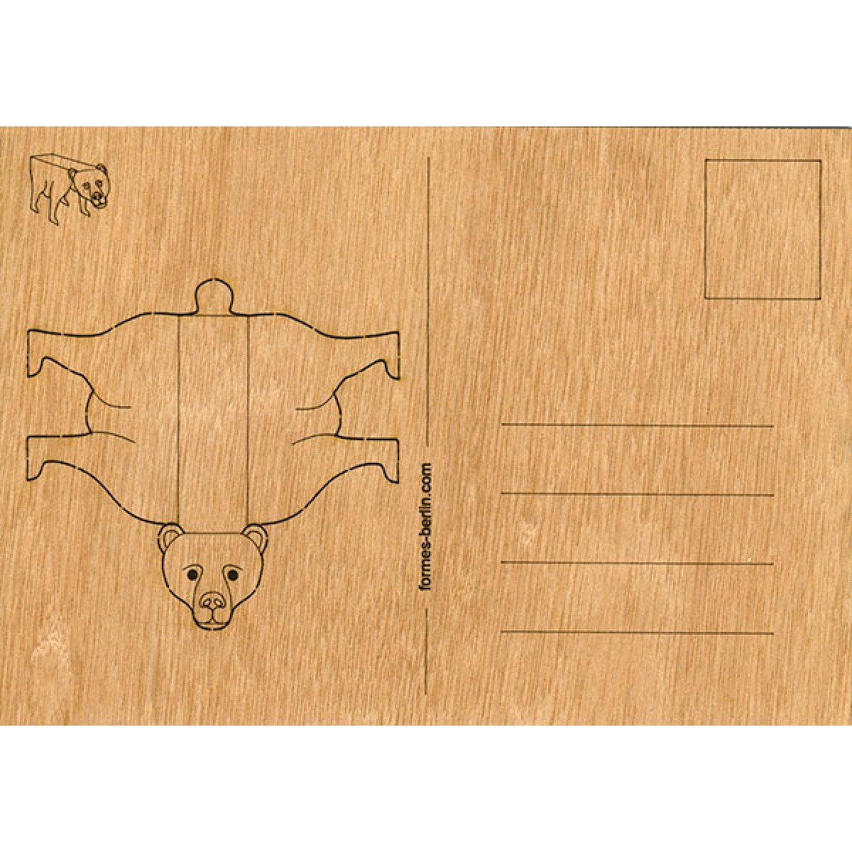 Postkarten aus Holz - 6 Bärkarten