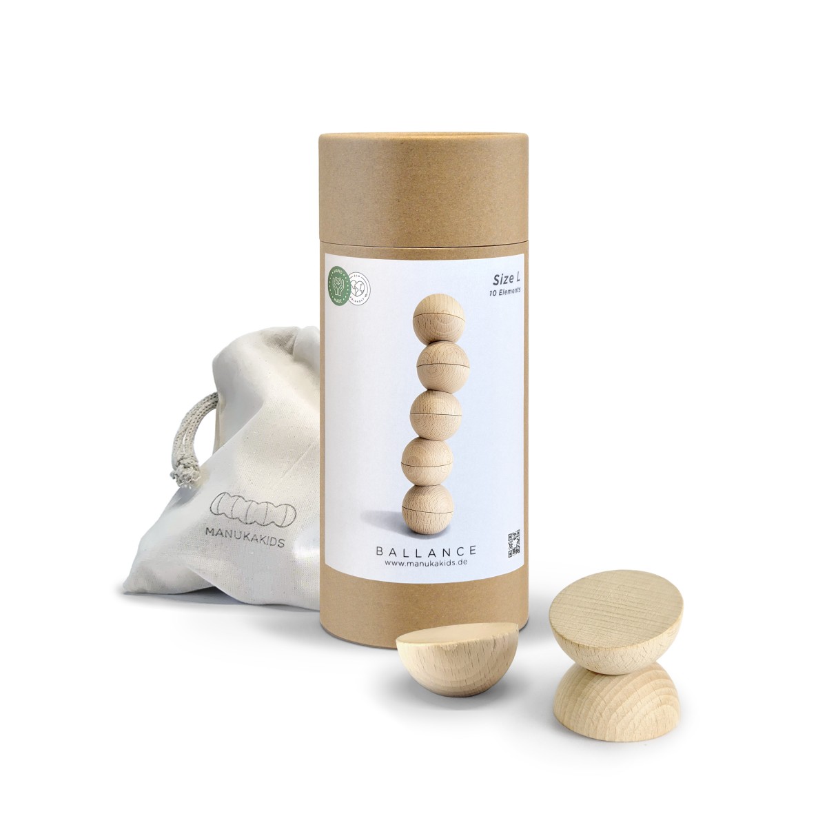 BALLANCE (L) – Gedulds- & Geschicklichkeitsspiel für Jung und Alt (Set mit 10 Teilen) - Manukakids