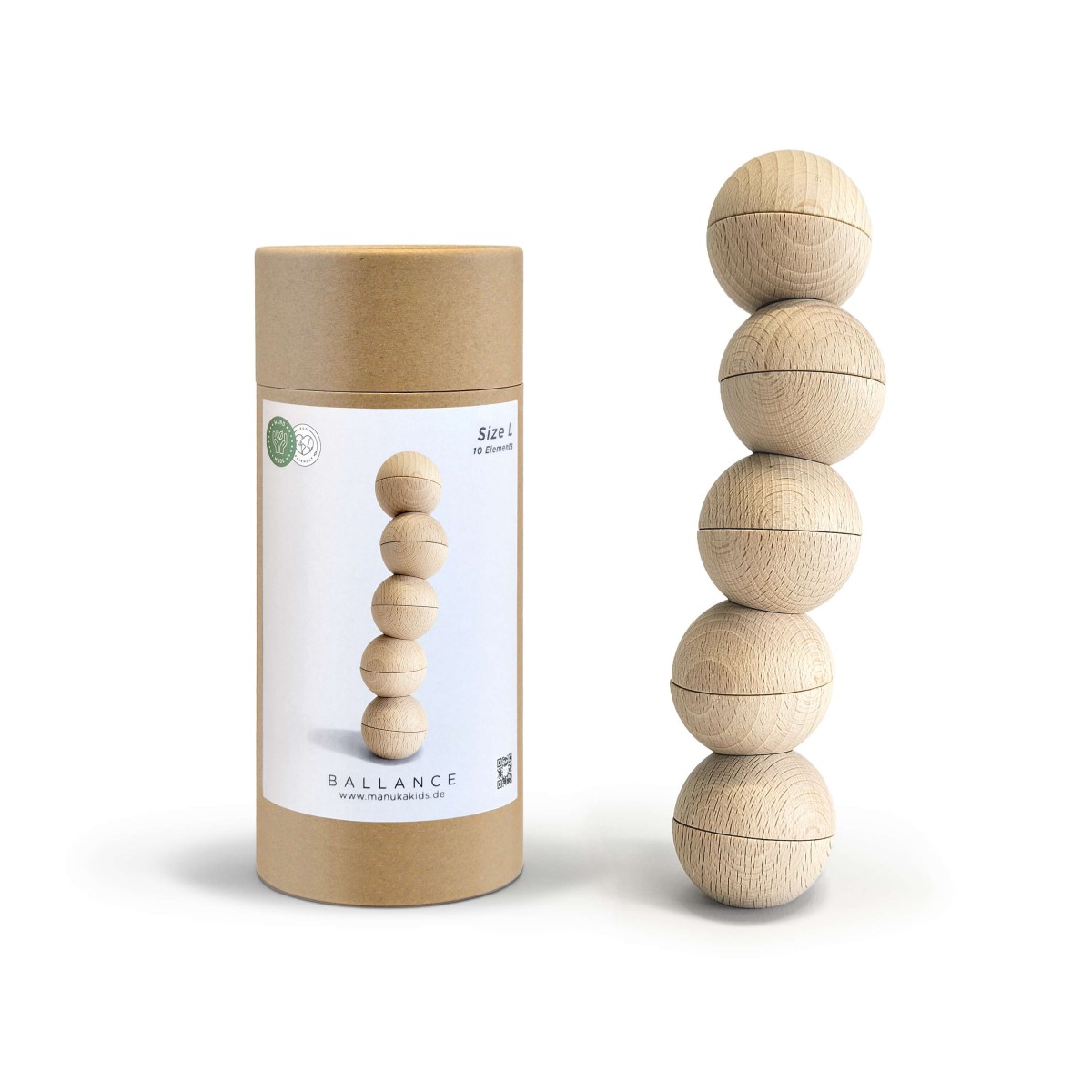 BALLANCE (L) – Gedulds- & Geschicklichkeitsspiel für Jung und Alt (Set mit 10 Teilen) - Manukakids