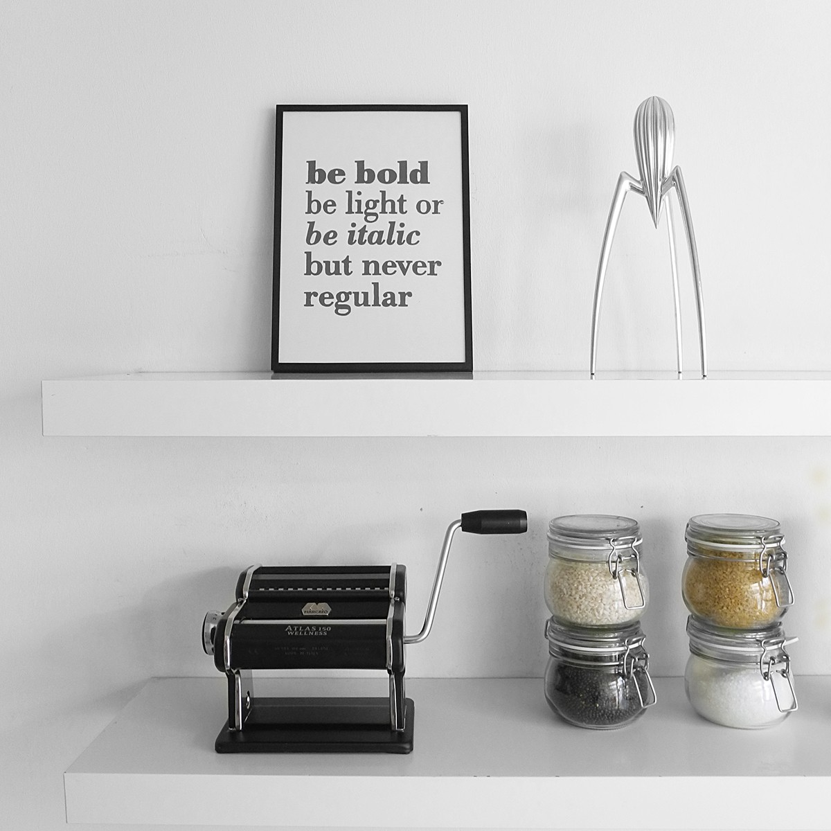 Handgefertigter Linoldruck »Be bold, be light or be italic but never regular«, (DIN A4), Limited Edition