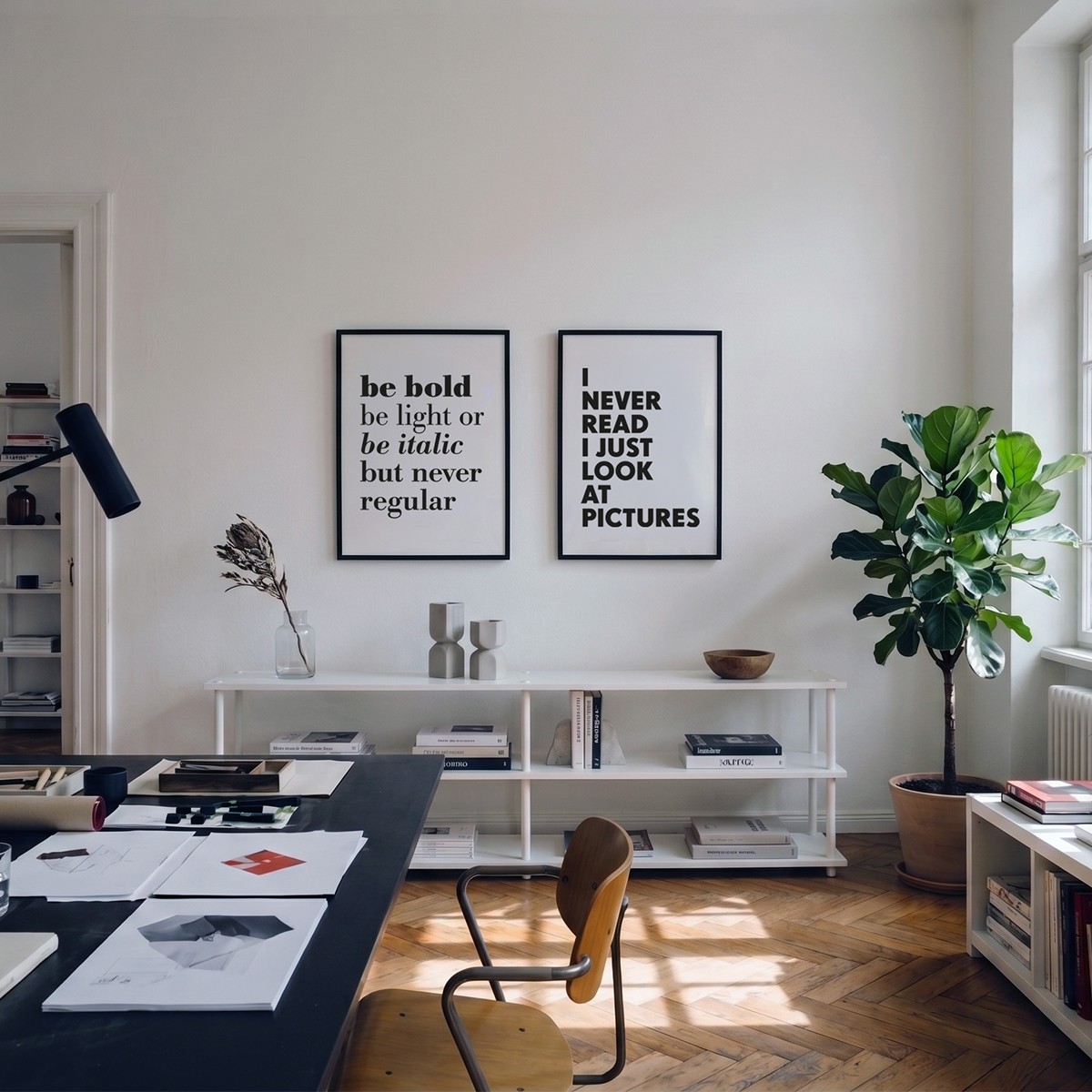 Handgefertigter Linoldruck »Be bold, be light or be italic but never regular«, (DIN A4), Limited Edition