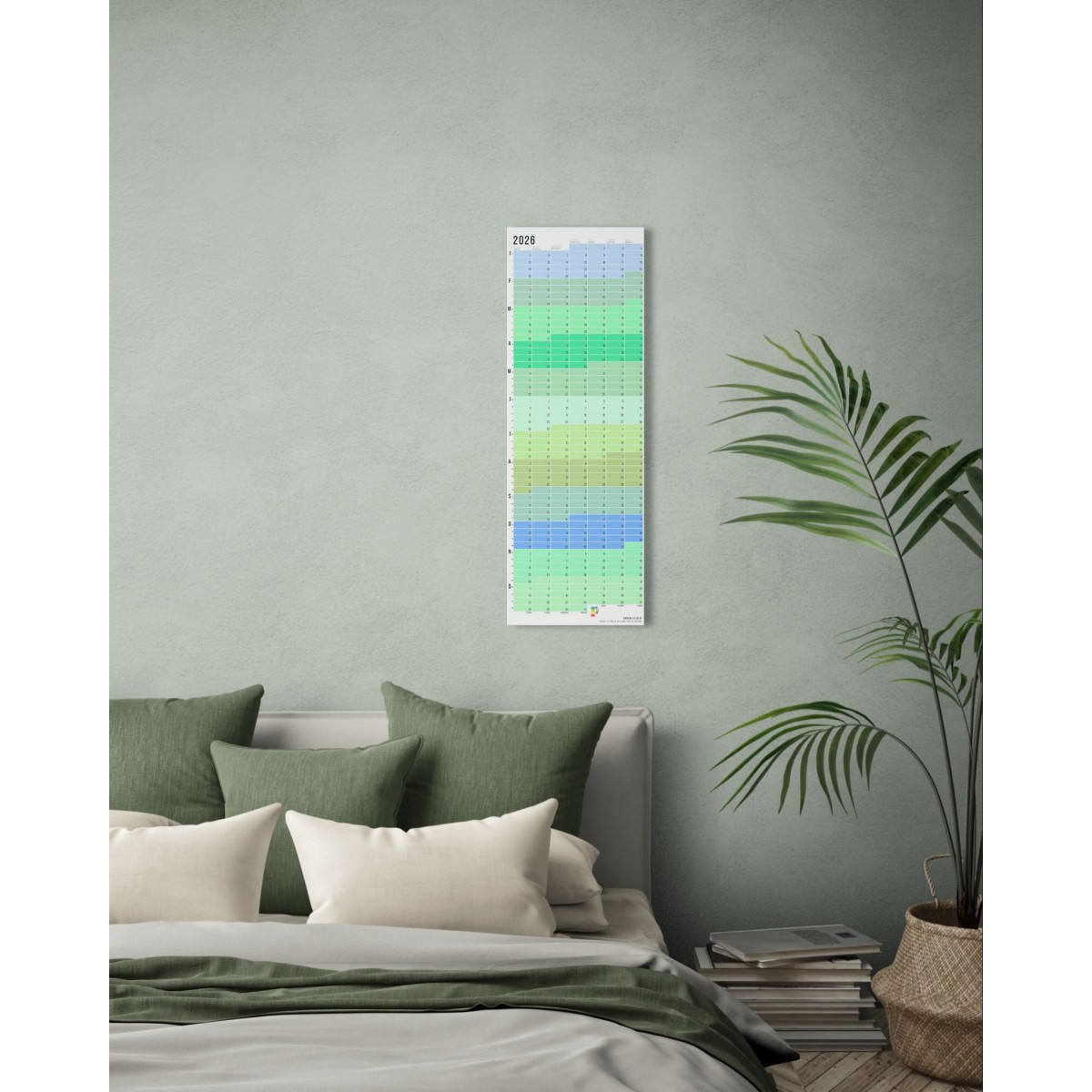 Wandkalender 2026 „Pastell-Türkis“ Jahresplaner | Limited Edition | 100% Recyclingpapier | Deutsch-Englisch | Rückseite „Pink“