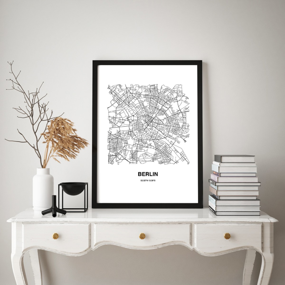 Stadtliebe® | Berlin Karte black&white Kunstdruck A3