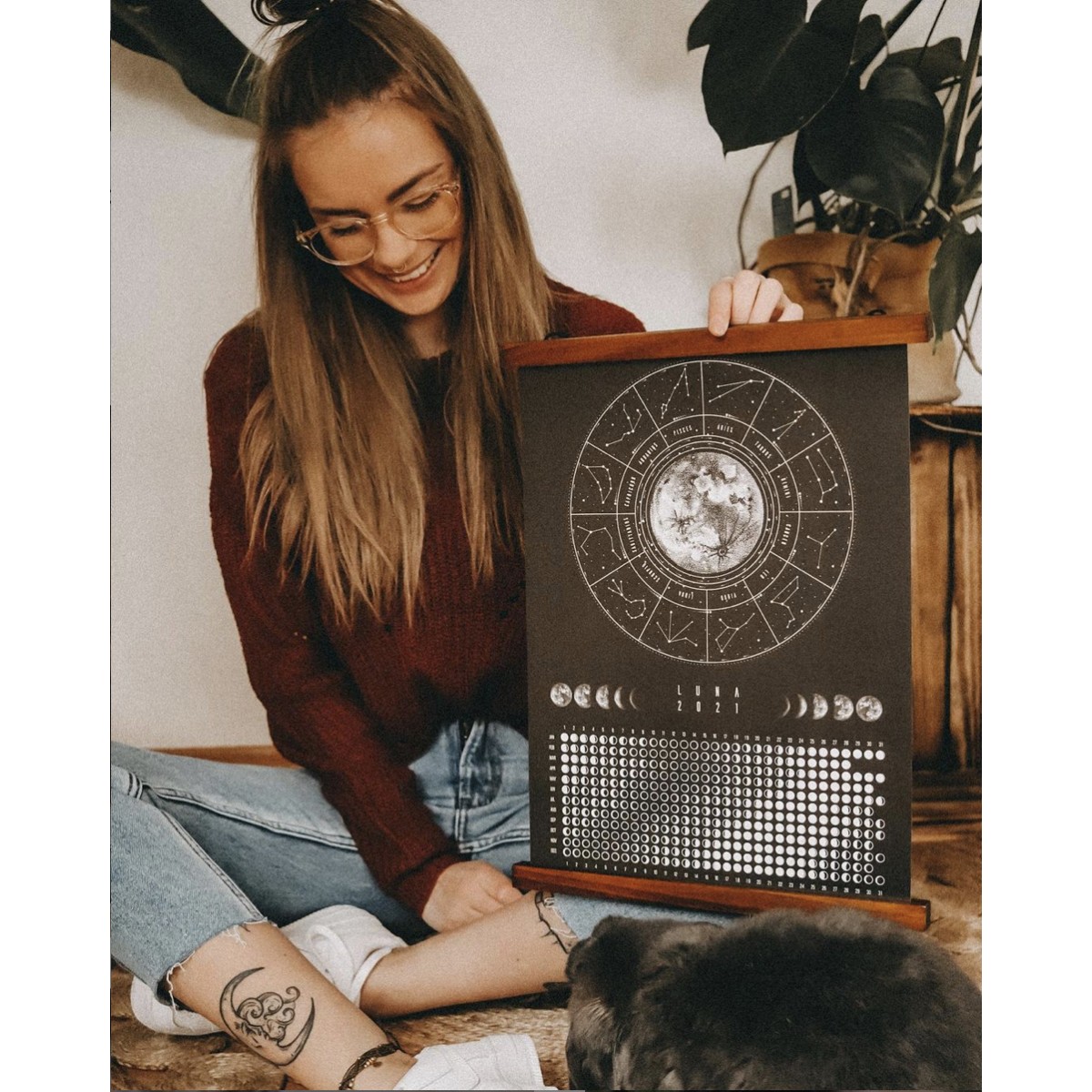 Mondkalender 2027 Poster schwarz // ShellyCreates