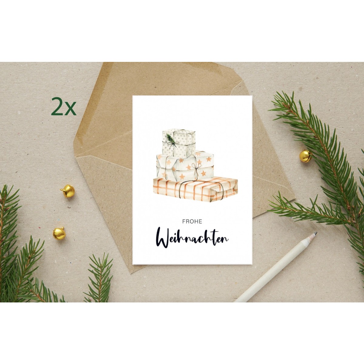 The Life Barn 8x Weihnachtskarten Set Frohe Weihnachten | Weihnachten Karten mit Umschlag | Weihnachtspost