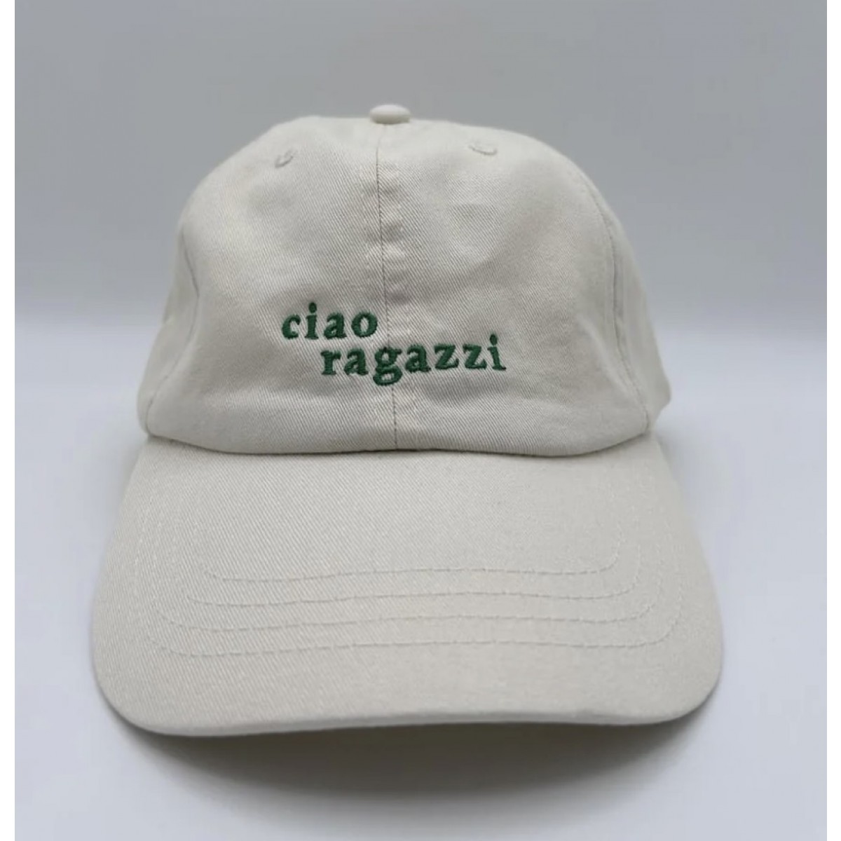 ciao ragazzi - Unisex Dad Cap in Cream & Green - arrel