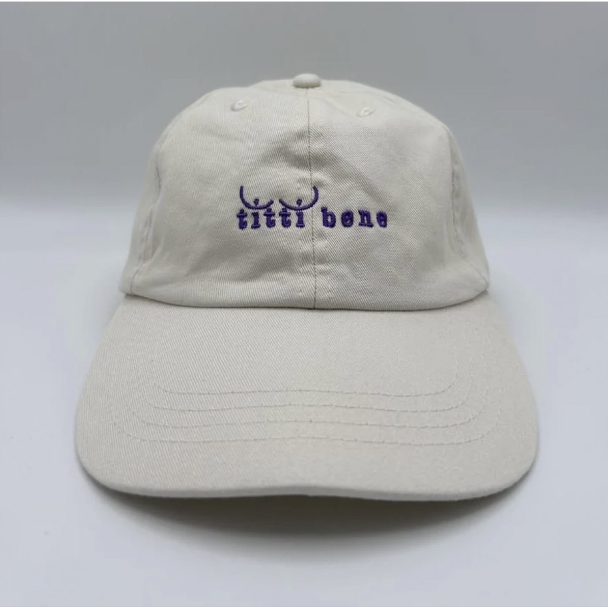 titti bene - Unisex Dad Cap in Cream & Purple - arrel