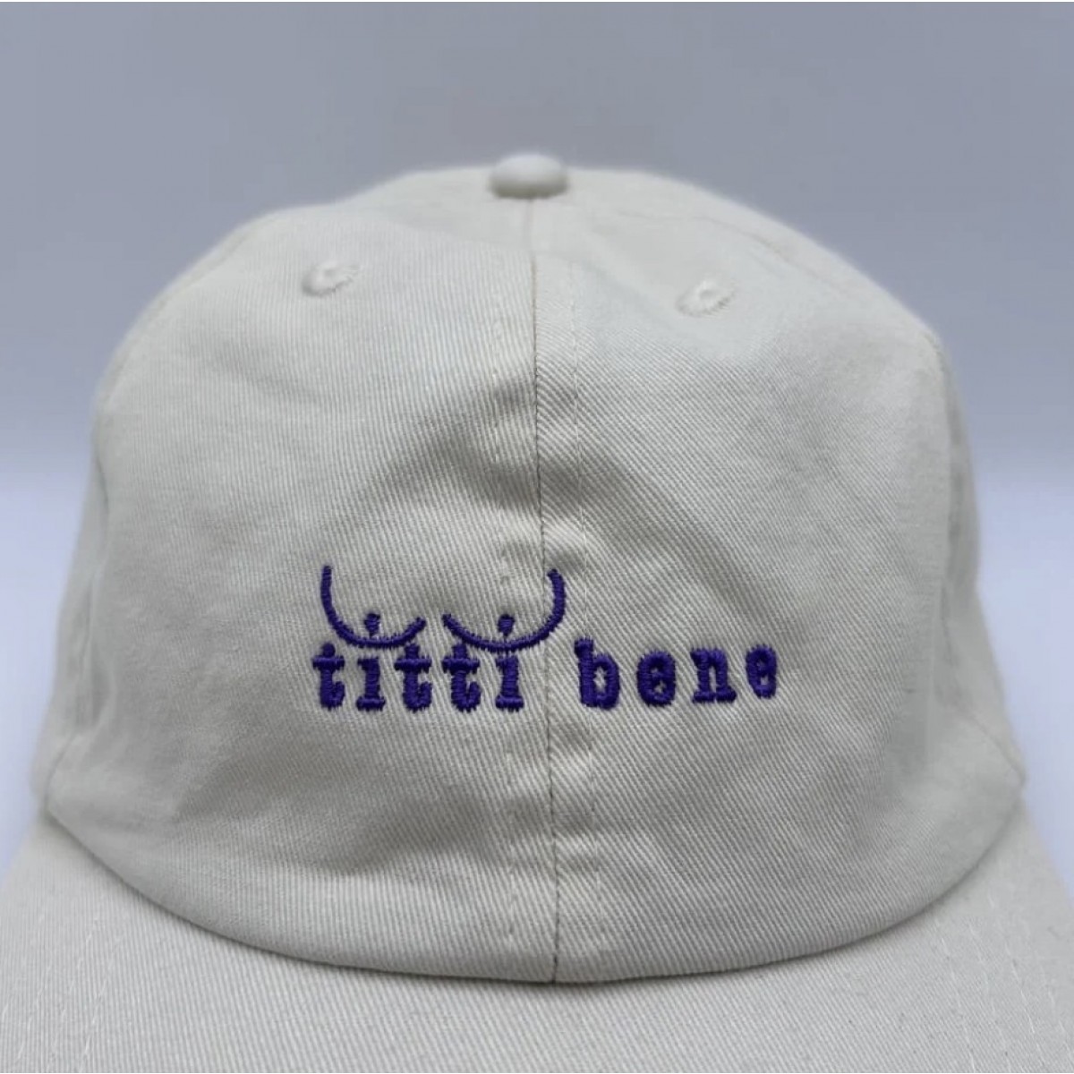 titti bene - Unisex Dad Cap in Cream & Purple - arrel