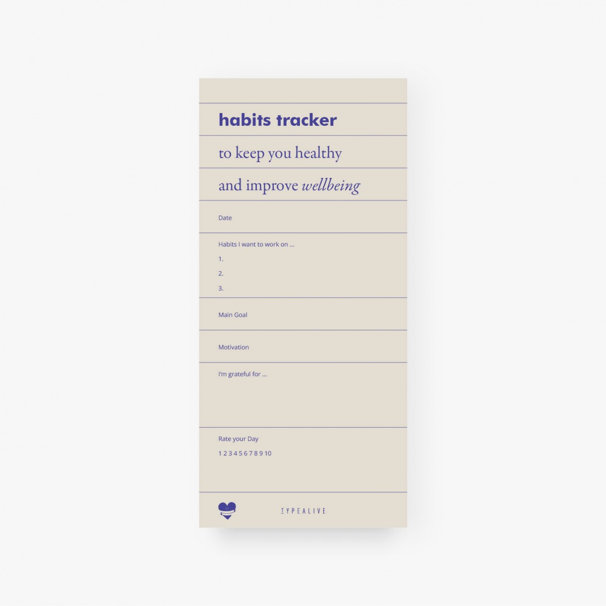 Notizblock "schmal", 3er Set / Habits Tracker