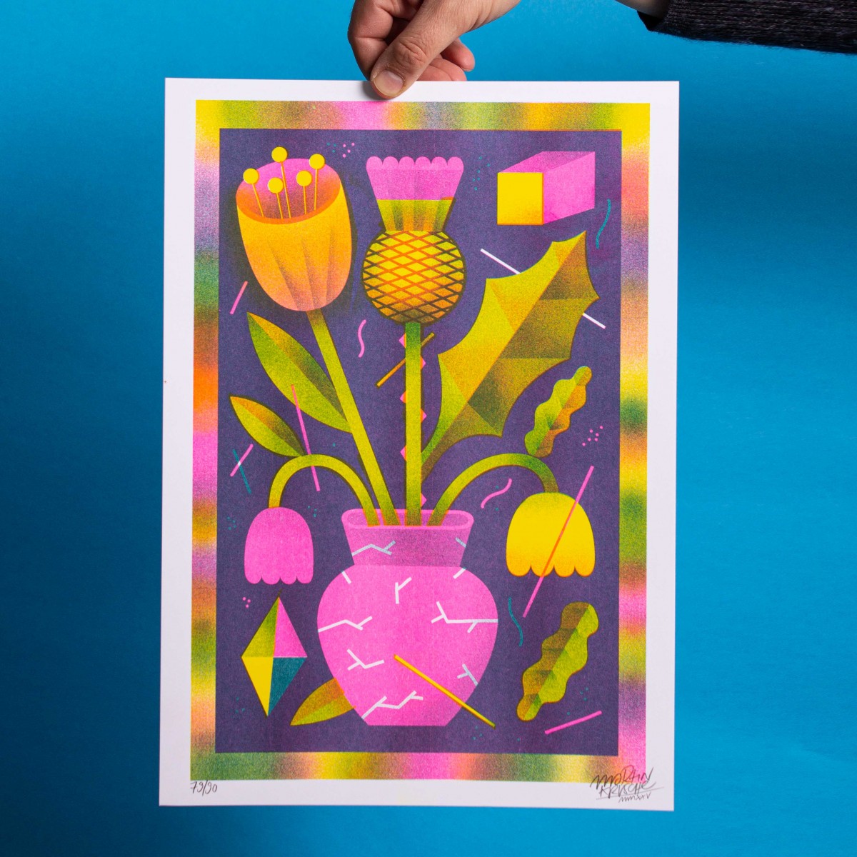 Martin Krusche - Rispographie »Blumenstrauss mit Distel«, 29,7x42cm (DINA3)