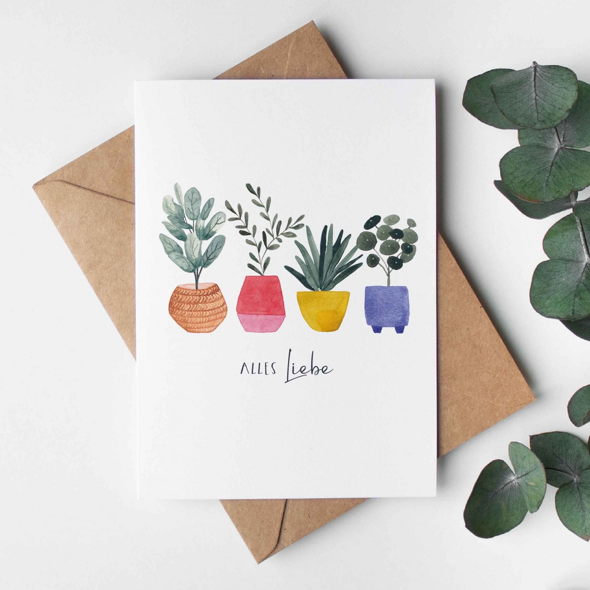 Faltkarte "Alles liebe bunte Blumentöpfe" | Paperlandscape