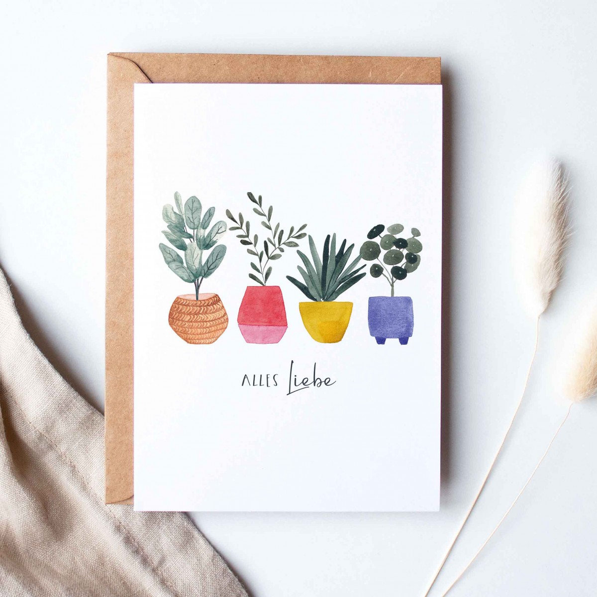 Faltkarte "Alles liebe bunte Blumentöpfe" | Paperlandscape