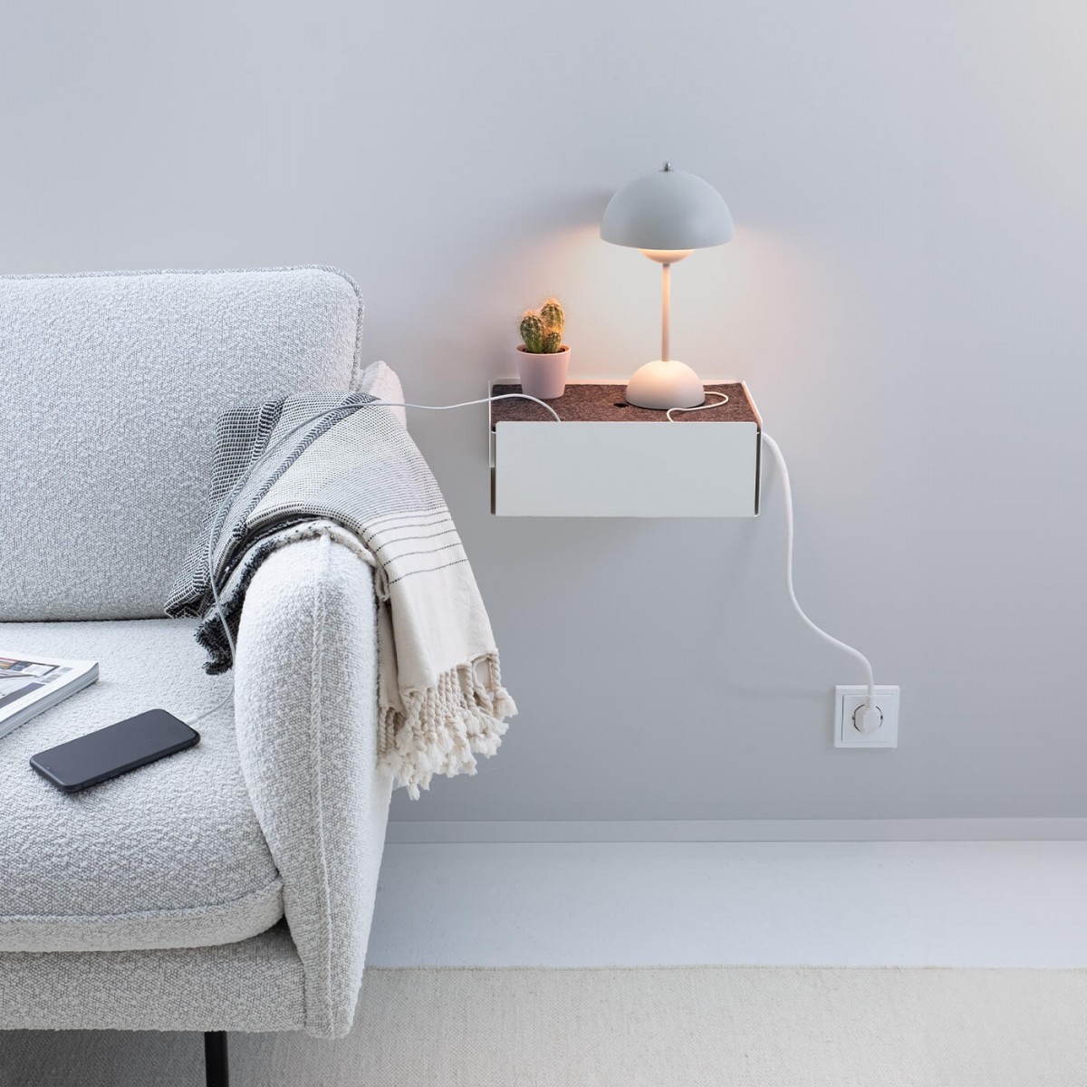 Charge-Box Ladestation Weiß / Filz Marble Meliert