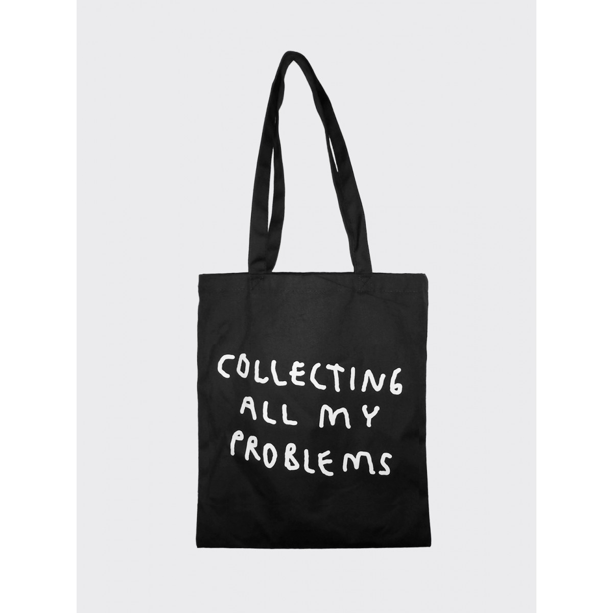 COLLECTING ALL MY PROBLEMS black tote bag - yahya studio, johanna schwarzer