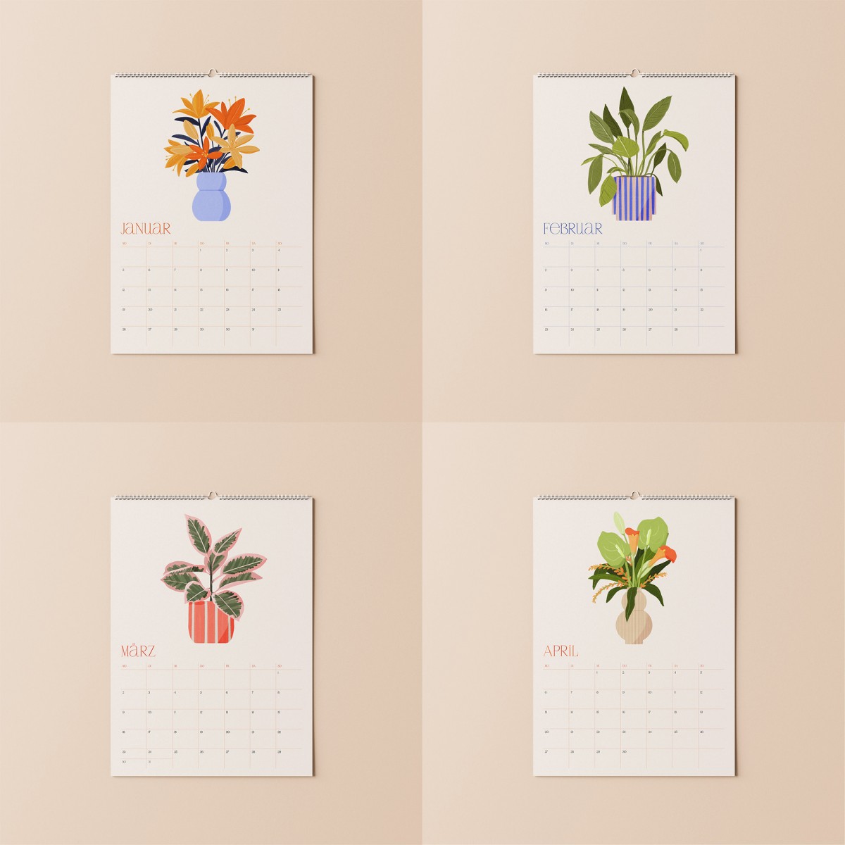Blumen & Pflanzen Kalender 2026 / A4 / Svea Hansohn Illustration