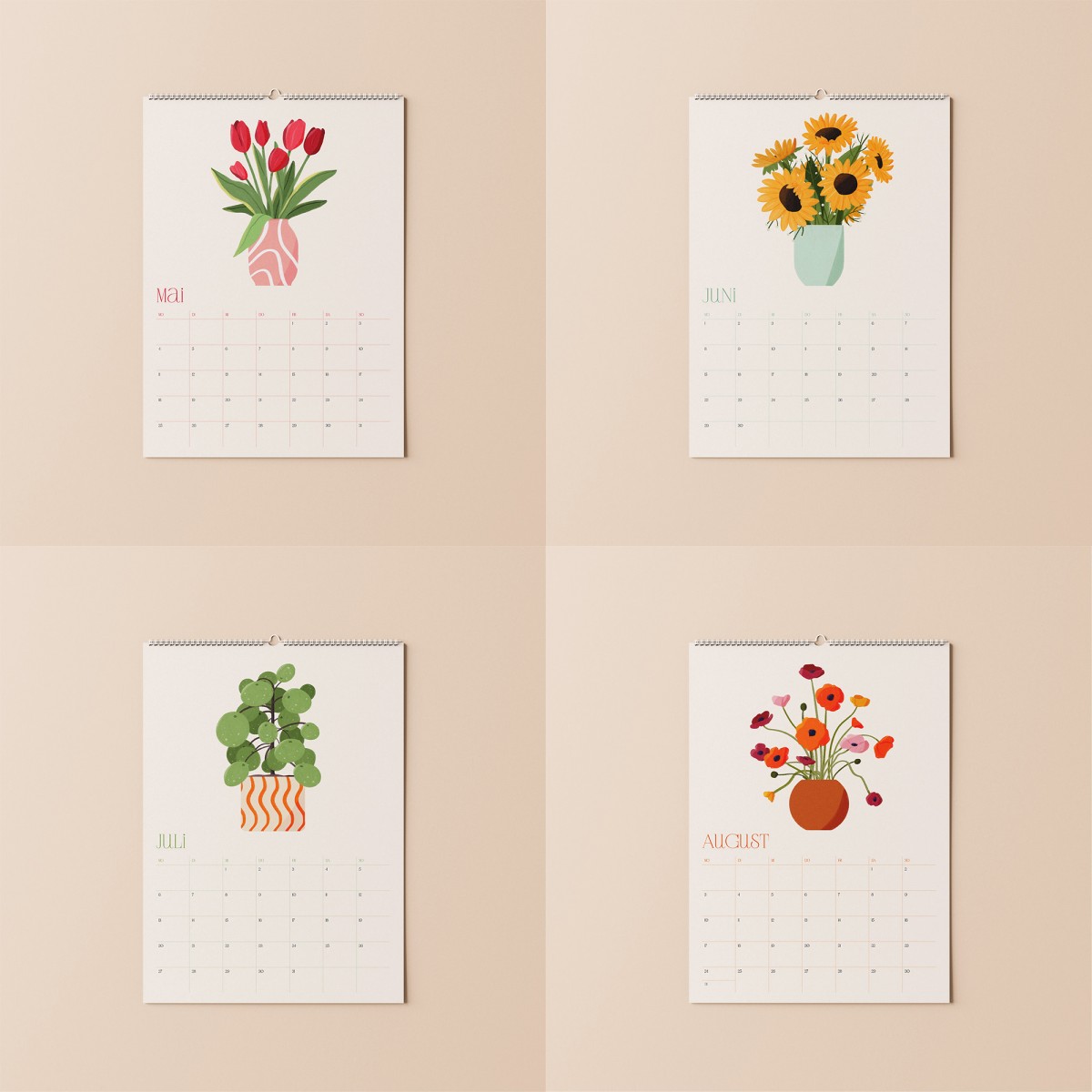 Blumen & Pflanzen Kalender 2026 / A4 / Svea Hansohn Illustration