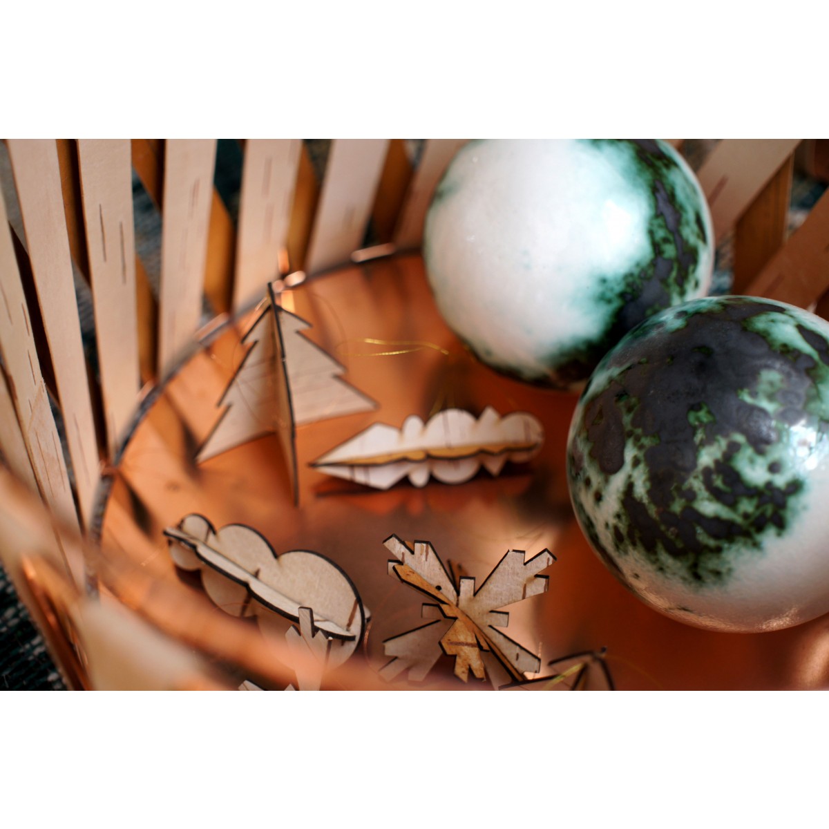 Weihnachtsdeko 4er Set aus nachhaltiger Birkenrinde - Christbaumschmuck Anhänger