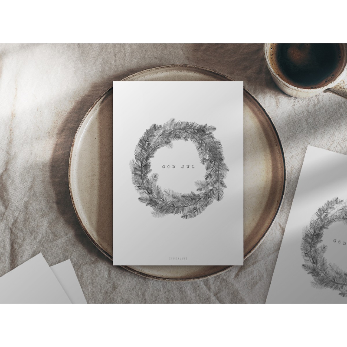 typealive / Weihnachtskarten 4er Set / Christmas Wreath