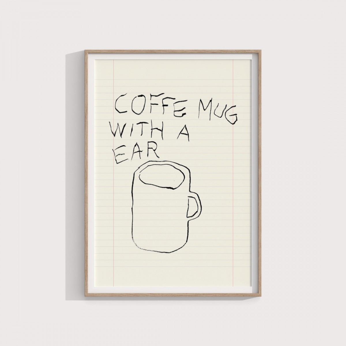 Coffee mug with an ear – Print von Lavanda Posters