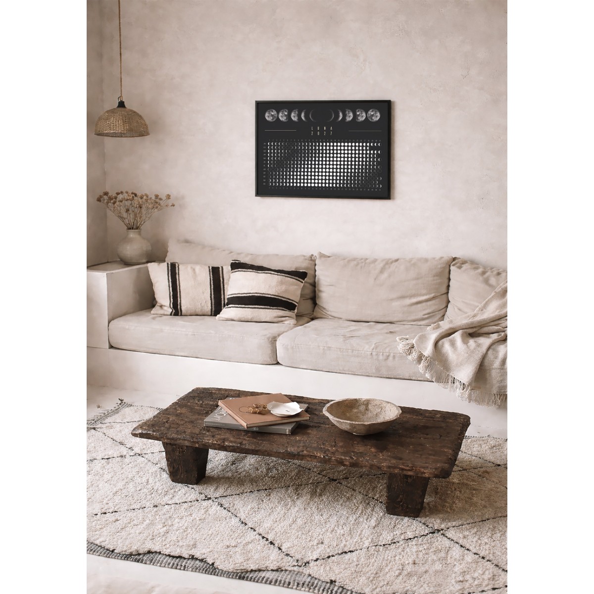 Mondkalender 2027 Poster Schwarz // ShellyCreates