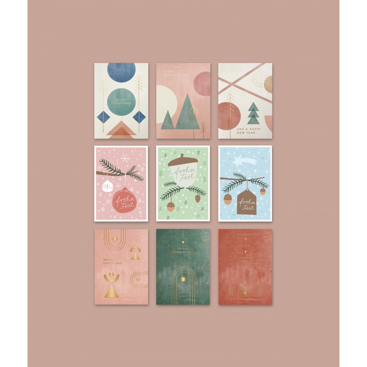 Designfräulein // Weihnachtskarten // Gold // 9er-Set